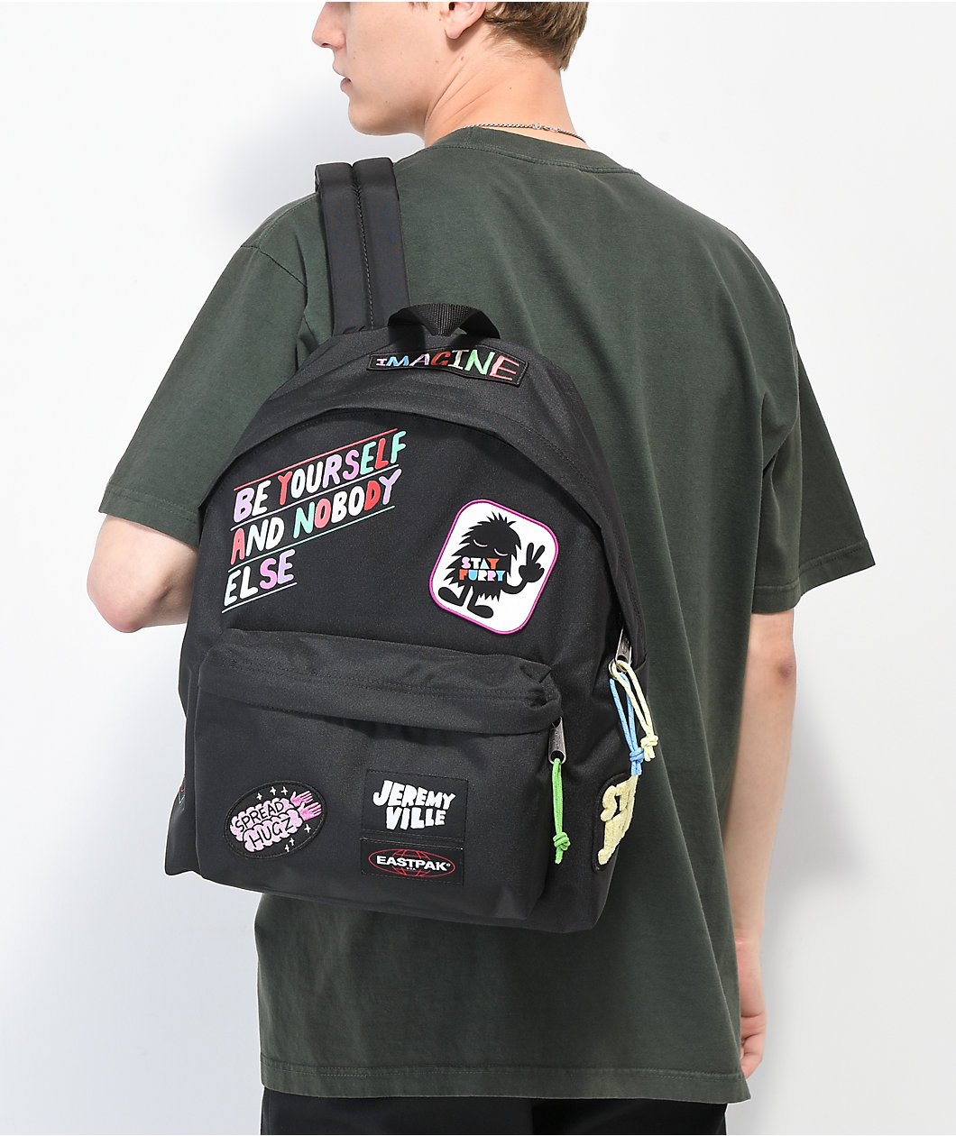 Classical Eastpak x Jeremyville Patched Black Padded Pak'r Backpack sales hot | Shipping in 24h outletussports.com